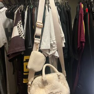 Juicy Couture Cream Crossbody Bag with Faux Fur